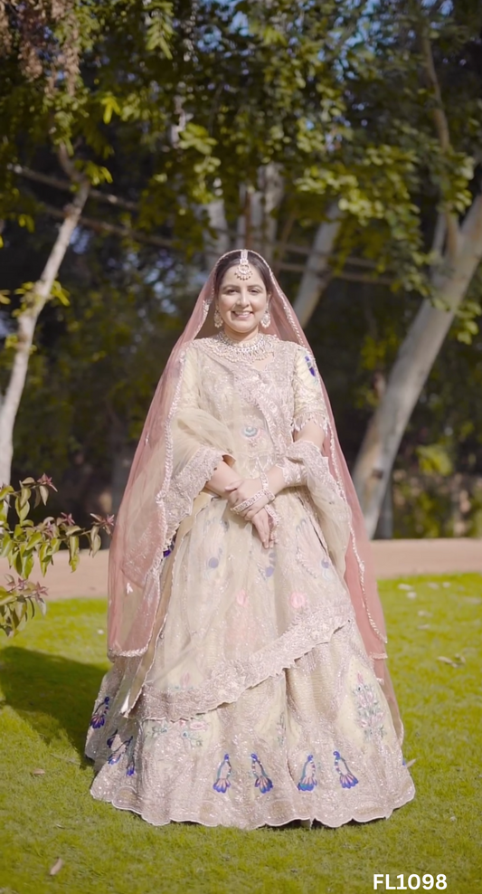 FL1098 | Bridal Lehenga | Net | Hand Embroidery | Wedding Day | Designer Bridal Lehenga
