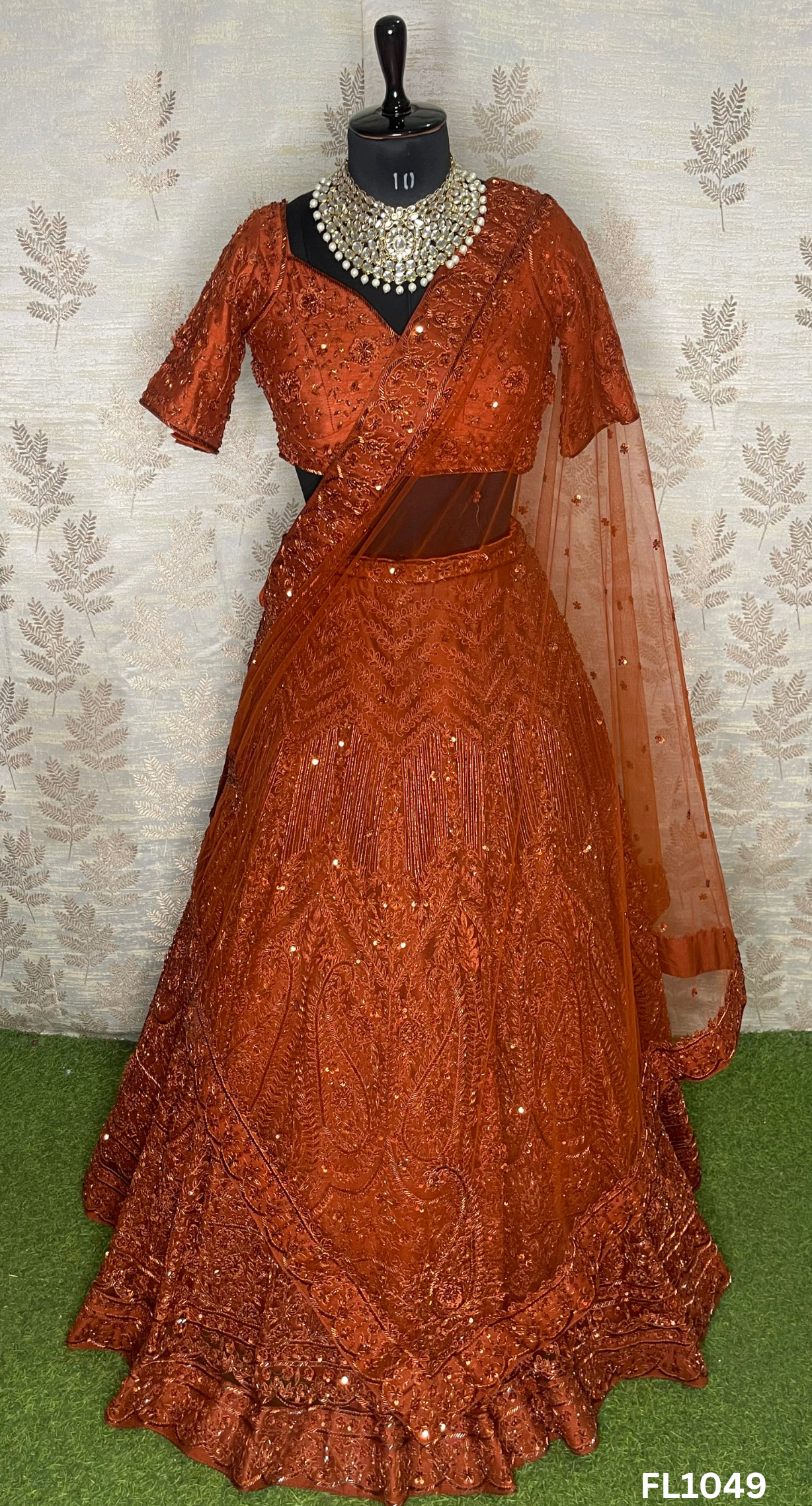 FL1049 | Bridal Lehenga | Net | Hand Embroidery | Wedding Day | Designer Bridal Lehenga