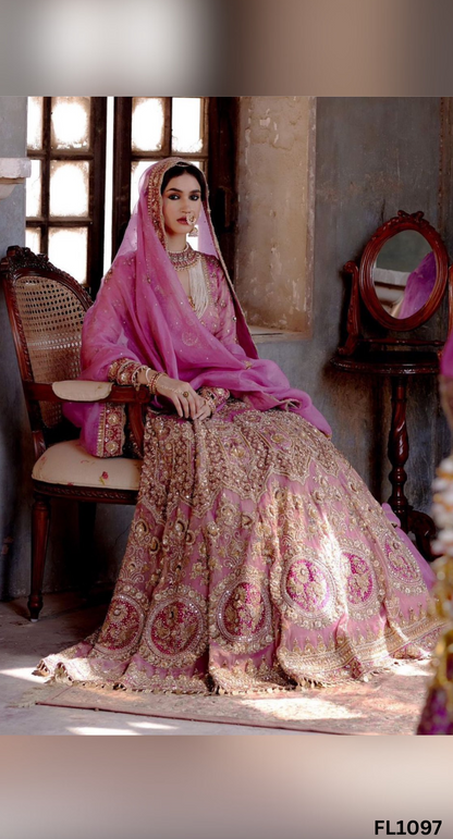 FL1097 | Bridal Lehenga | Organza | Hand Embroidery | Wedding Day | Designer Bridal Lehenga
