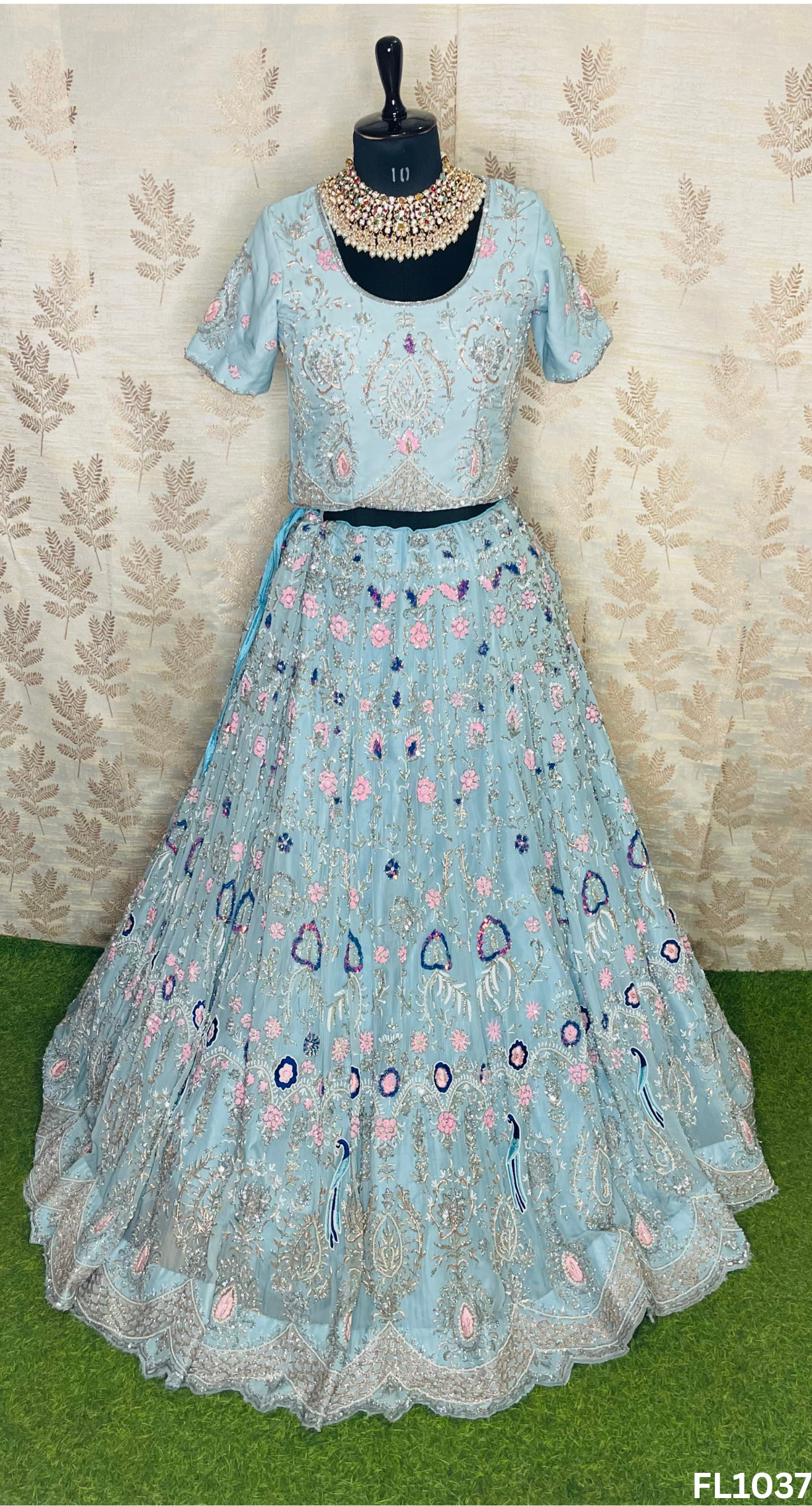 FL1037 | Bridal Lehenga | Organza Hand Embroidery |Wedding Day | Designer Bridal Lehenga |
