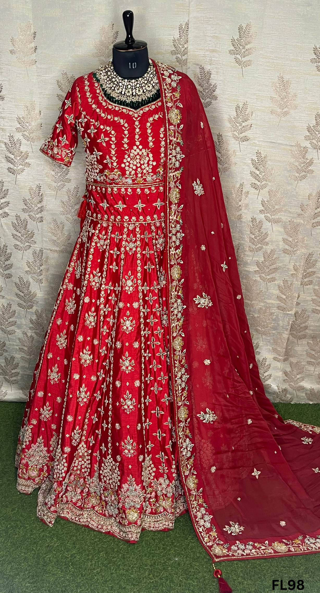 FL98 | Bridal Lehenga | Raw-Silk | Hand Embroidery | Wedding Day | Designer Bridal Lehenga |