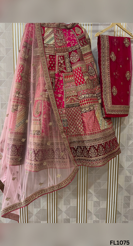 FL1075 | Bridal Lehenga | Raw-Silk | Hand Embroidery | Wedding Day | Designer Bridal Lehenga |