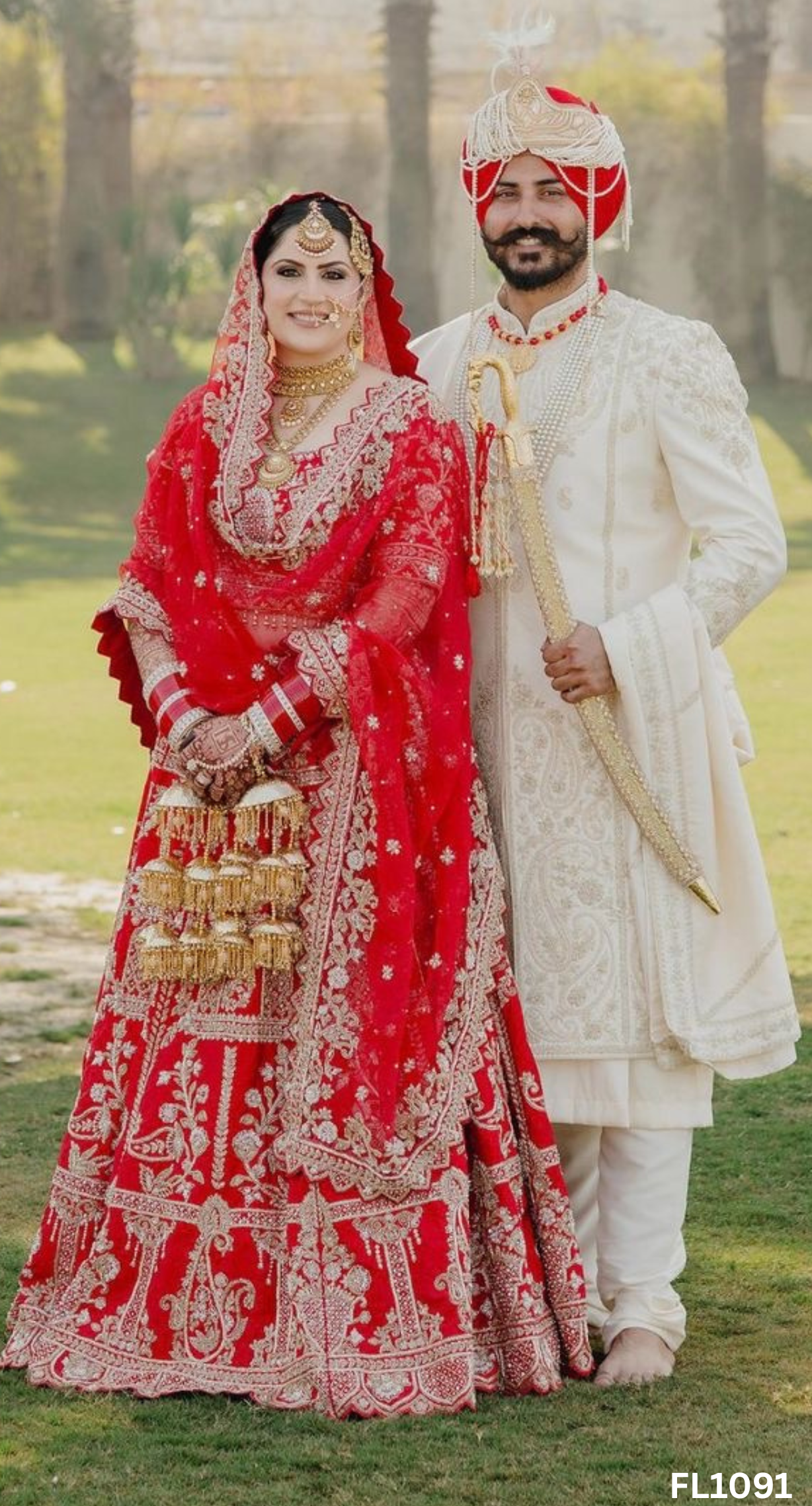 FL1091 | Red | Bridal Lehenga | Raw-Silk | Hand Embroidery | Wedding Day | Designer Bridal Lehenga