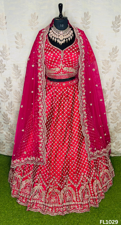 FL1029 | Bridal Lehenga | Raw  Silk | Hand Embroidery |Wedding Day | Designer Bridal Lehenga |