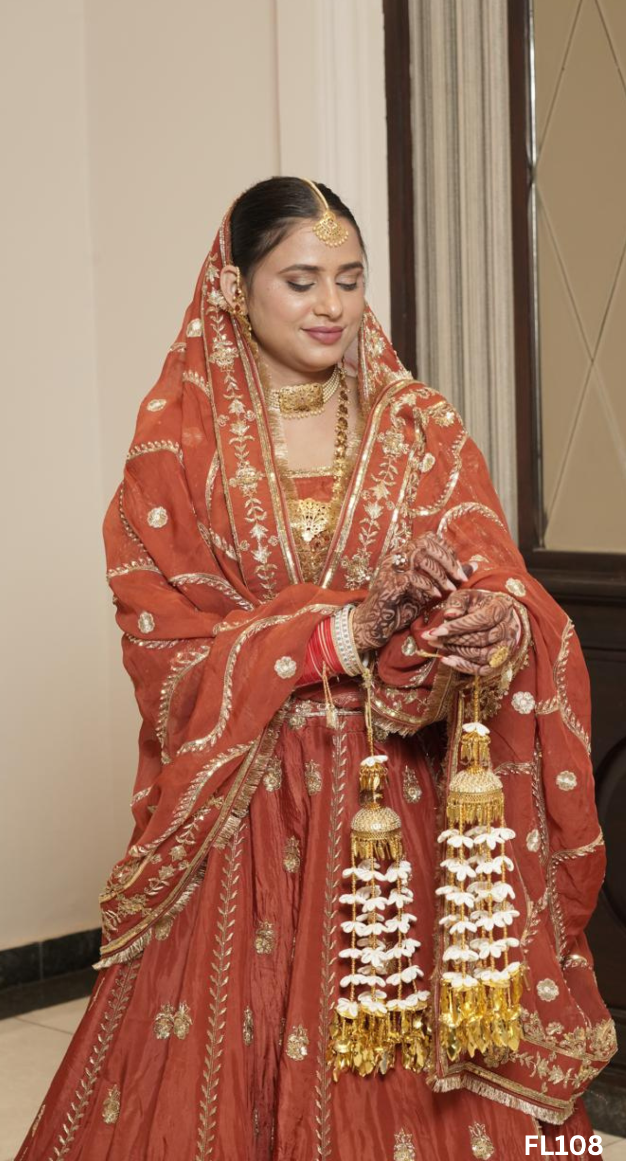 FL108 | Rust | Bridal Lehenga | Silk | Hand Embroidery |Wedding Day | Designer Bridal Lehenga