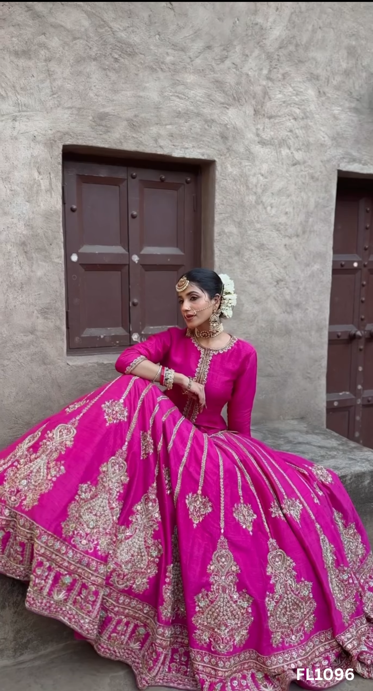 FL1096 | Hot-Pink | Bridal Lehenga | Silk | Hand Embroidery |Wedding Day | Designer Bridal Lehenga
