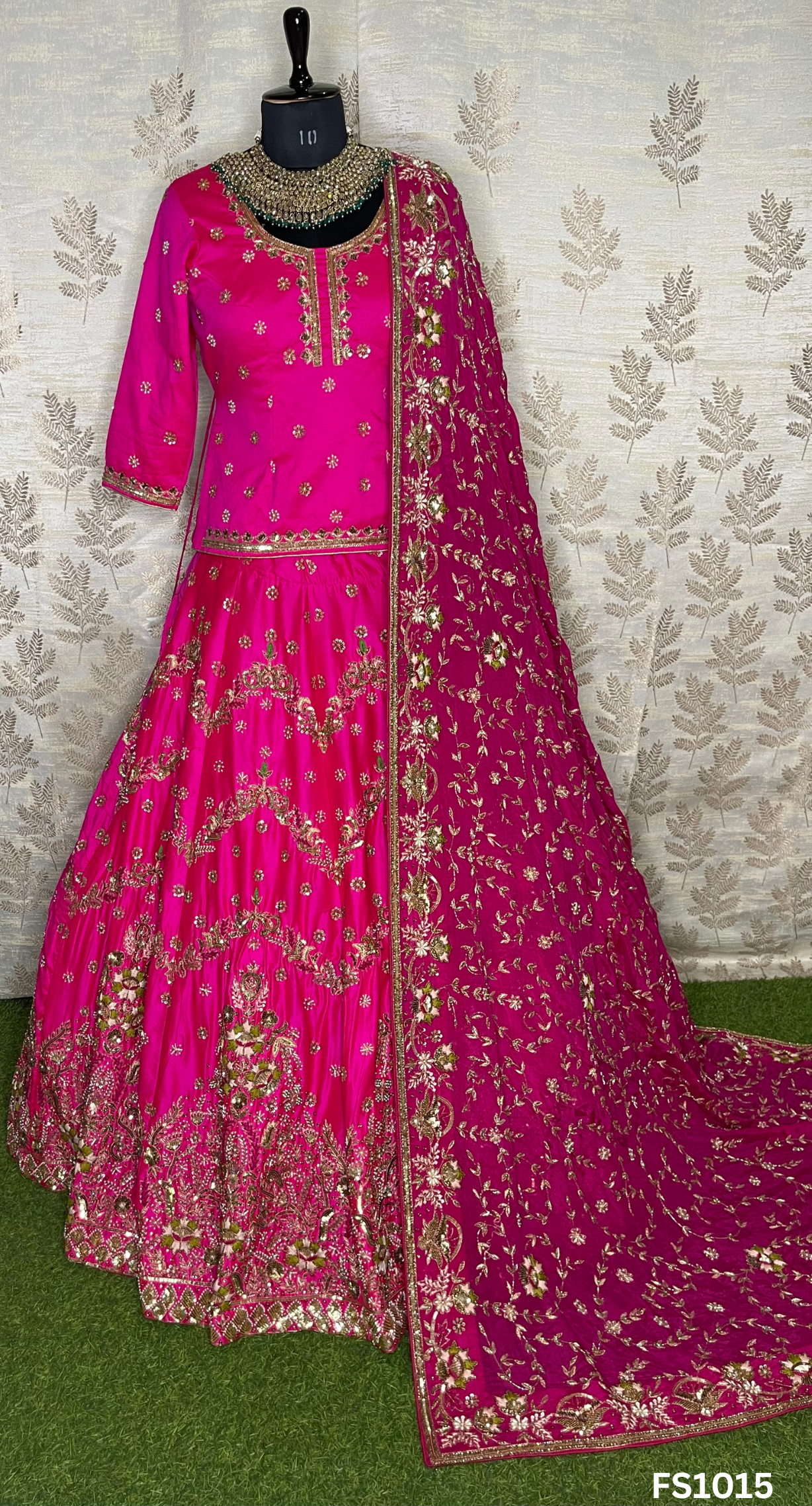 FL1015 | Hot-Pink | Bridal Lehenga | Silk | Hand Embroidery | Wedding Day | Designer Bridal Lehenga