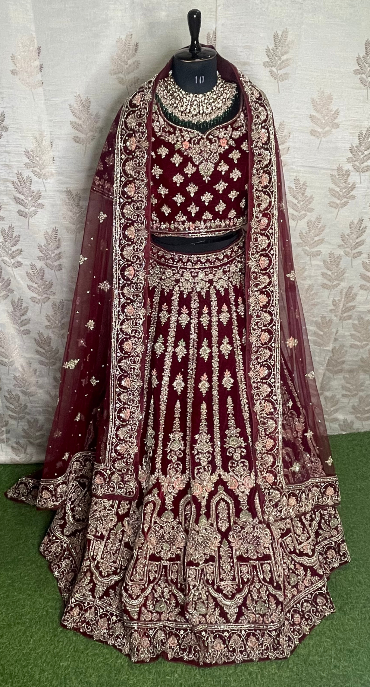 FL1045 | Bridal Lehenga | Velevt | Hand Embroidery | Wedding Day | Designer Bridal Lehenga |