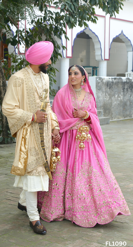 FL1090 | Bridal Lehenga | Raw-Silk | Hand Embroidery | Wedding Day | Designer Bridal Lehenga