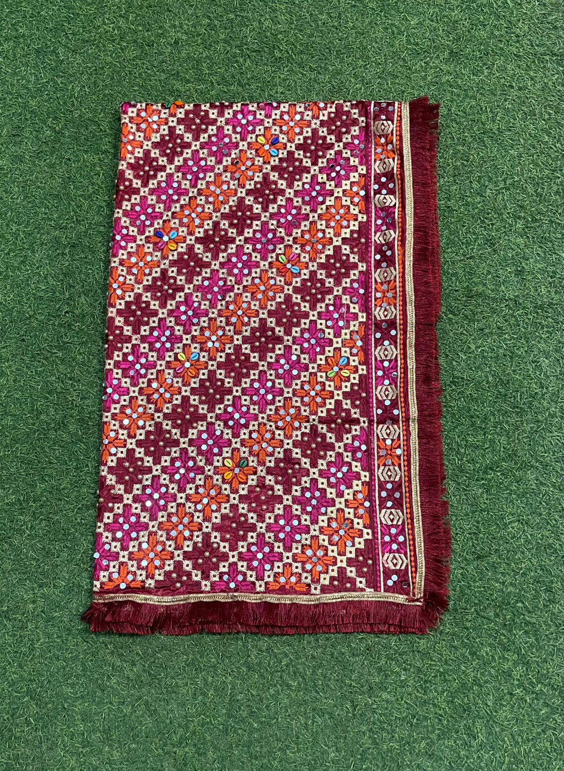 FS1462 | Mehroon | Luxurious | Embroidered | Phulkari - 2.5 Meters of Elegance