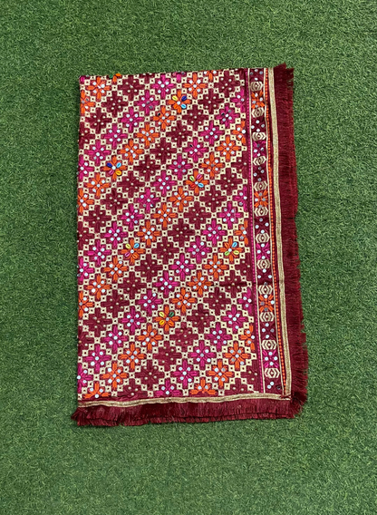 FS1462 | Mehroon | Luxurious | Embroidered | Phulkari - 2.5 Meters of Elegance