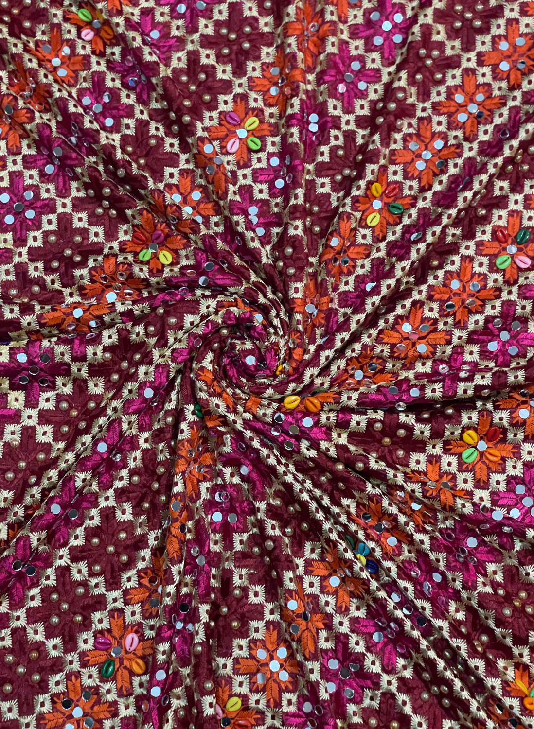 FS1462 | Mehroon | Luxurious | Embroidered | Phulkari - 2.5 Meters of Elegance