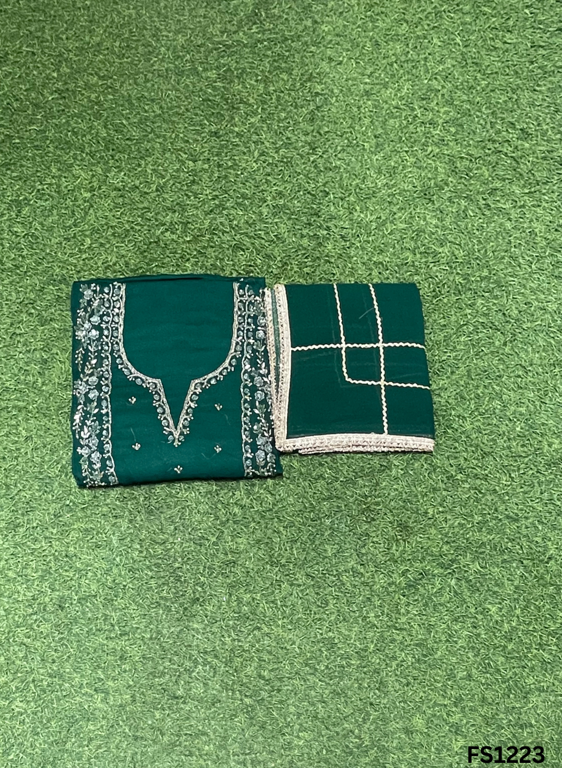 FS1223 | Firozi-Green | Burberry Suit | Party Wear | Wedding | Jaggo | Ring Ceremony | Festival |