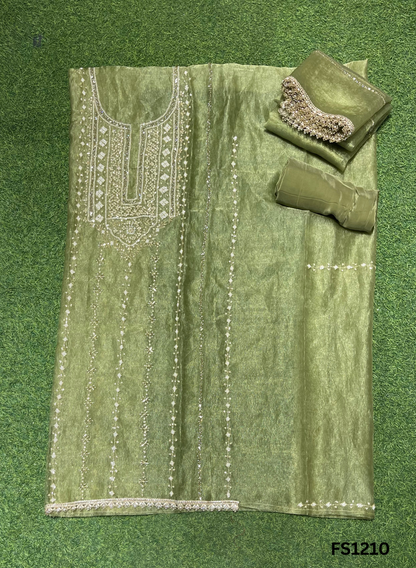 FS1210 | Mehandi | Glass Shimmer Suit | Party Wear | Wedding | Jaggo | Ring Ceremony | Festival