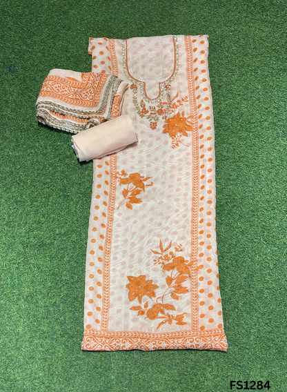FS1284 | Orange | Burberry Suit | Party Wear | Wedding | Jaggo | Ring Ceremony | Festival |