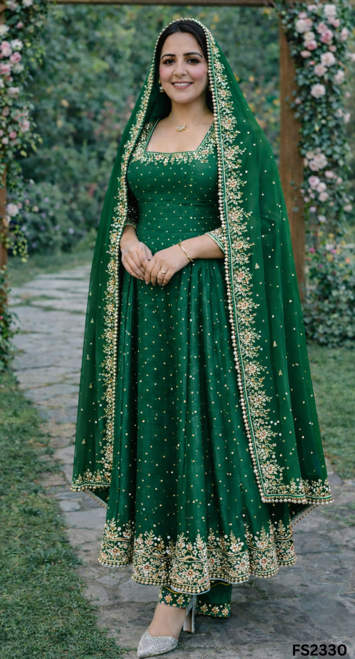 FS2330 | Silk | Anarkali | Semi-Stich | Party Wear | Wedding | Jaggo | Ring Ceremony | Festival| FS2330
