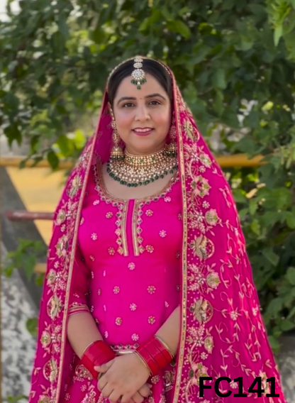 FC141 |  Made To Order (20-25 Days  ) | Cross  Silk  Lehenga |  Hot Pink |  Bridal Lehenga | Party Wear | Wedding | Festival | Celebrity | Ring Ceremony