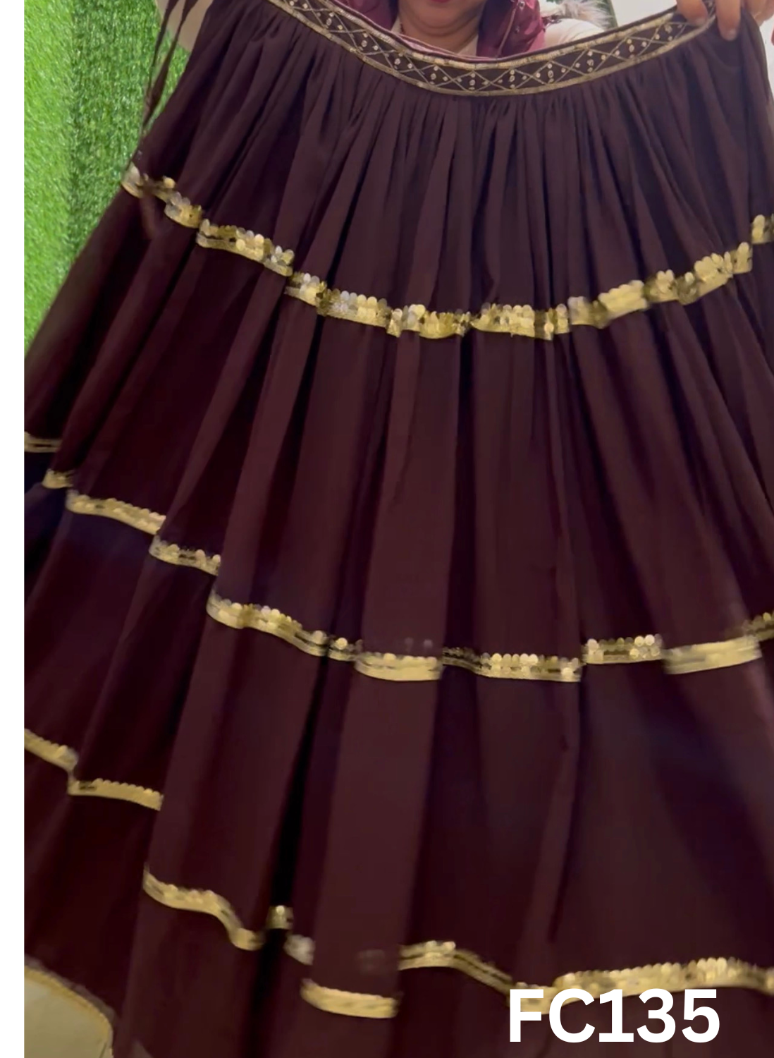 FC135 |  Made To Order (20-25 Days  ) |  Georgette  |  Dark Wine  | Party Wear | Wedding | Festival | Celebrity | Ring Ceremony