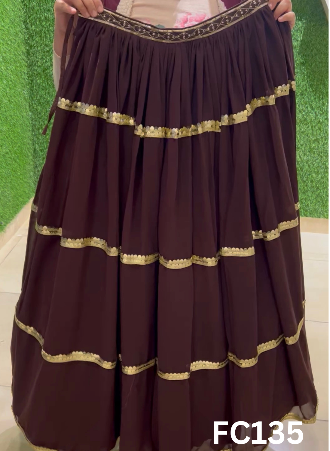 FC135 |  Made To Order (20-25 Days  ) |  Georgette  |  Dark Wine  | Party Wear | Wedding | Festival | Celebrity | Ring Ceremony