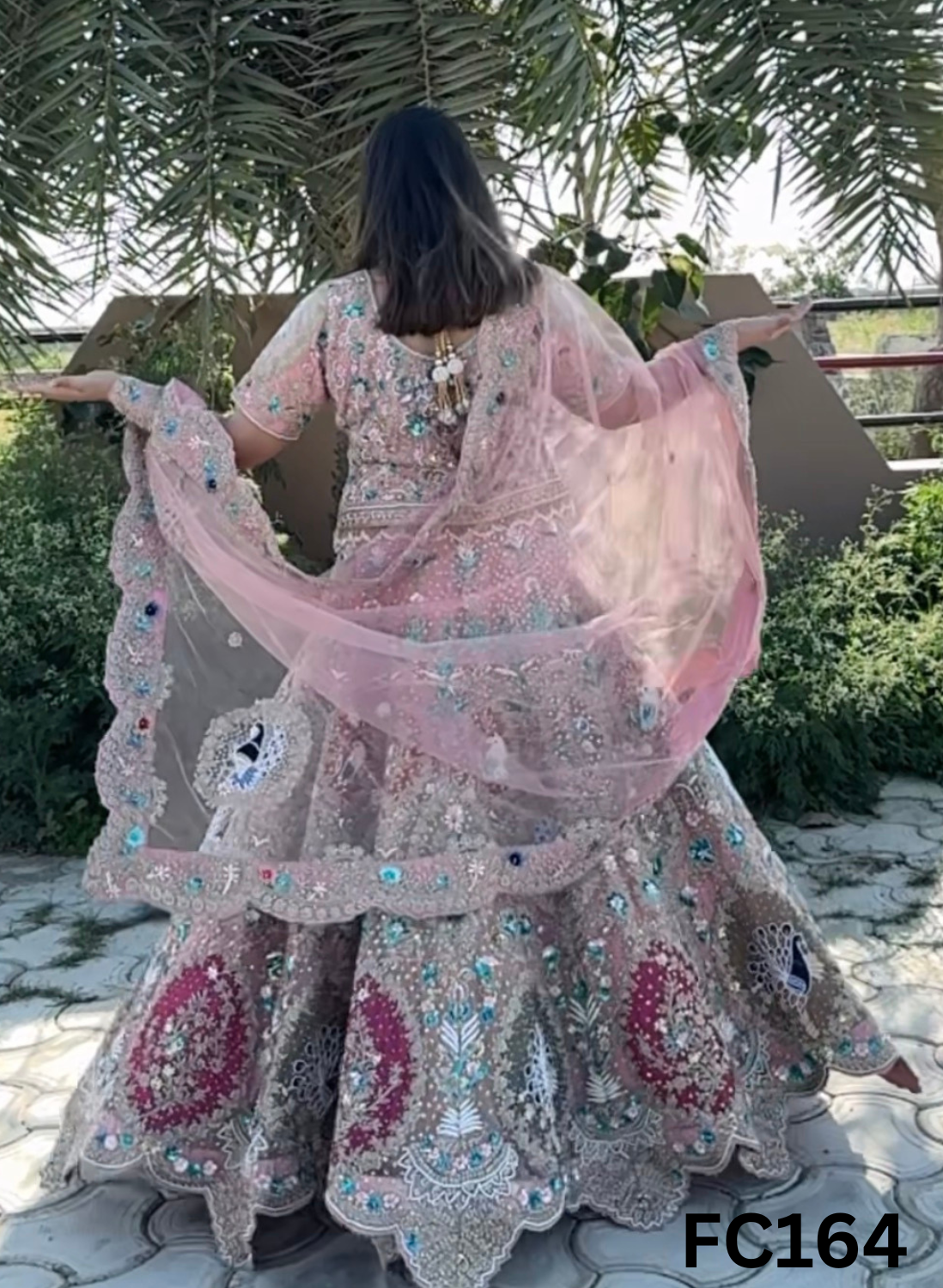 FC164  |  Navneet | Made To Order (35-45 Days  ) |  Net Lehenga |  Baby Pink  |  Bridal Suit | Party Wear | Wedding | Festival | Celebrity | Ring Ceremony