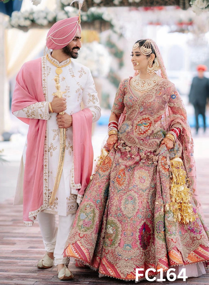 FC164  |  Made To Order (20-25 Days  ) |  Net Lehenga |  Baby Pink  |  Bridal Suit | Party Wear | Wedding | Festival | Celebrity | Ring Ceremony