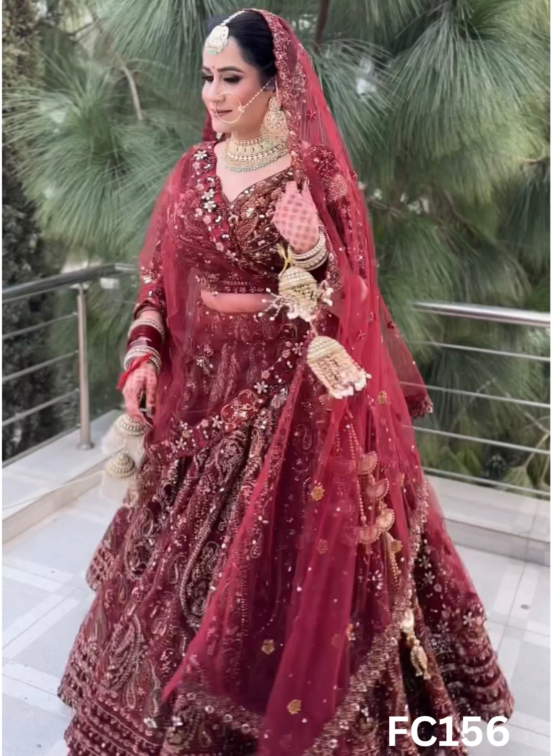 FC156  |  Made To Order (20-25 Days  ) |  Net Lehenga |  Mheroon  |  Bridal Lehenga  | Party Wear | Wedding | Festival | Celebrity | Ring Ceremony