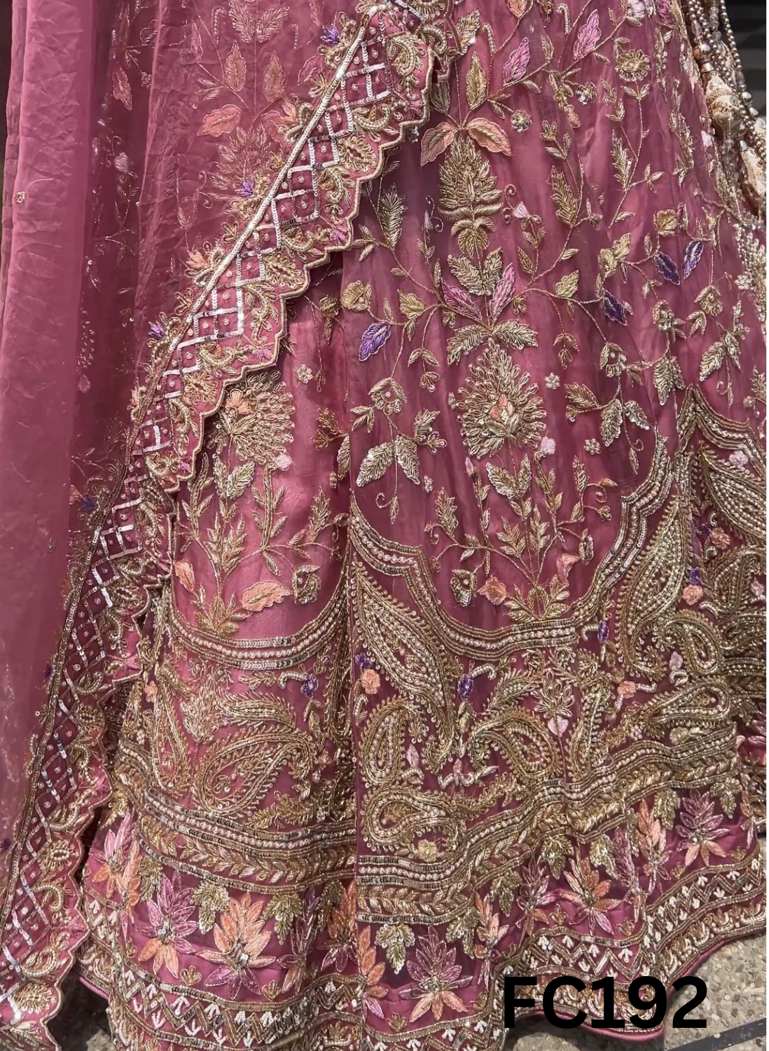 FC192 |  Made To Order (35-45 Days  ) |  Pure Organza  Lehenga | Baby Pink   |  Bridal Lehenga  | Party Wear | Wedding | Festival | Celebrity | Ring Ceremony