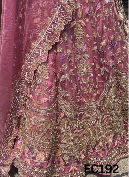 FC192 |  Made To Order (35-45 Days  ) |  Pure Organza  Lehenga | Baby Pink   |  Bridal Lehenga  | Party Wear | Wedding | Festival | Celebrity | Ring Ceremony