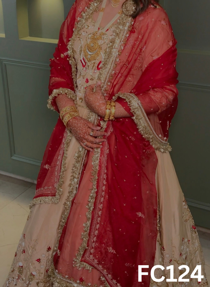 FC124  |  Made To Order (20-25 Days  ) |   Pure Silk  Suit  |  Golden    | Party Wear | Wedding | Festival | Celebrity | Ring Ceremony