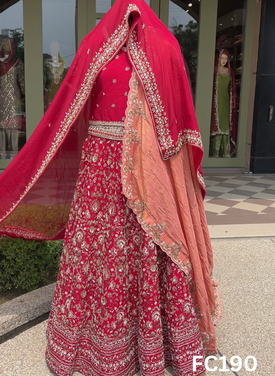 FC190  |  Made To Order (30-45 Days  ) |  Raw Silk  Lehenga |  Red | Party Wear | Wedding | Festival | Celebrity | Ring Ceremony