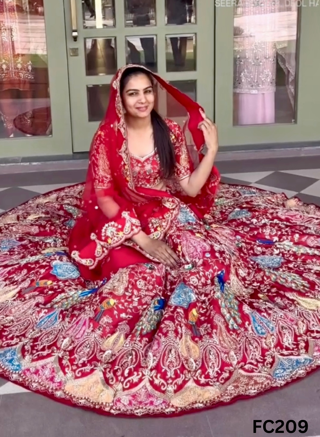 FC209  |  Made To Order (35-45 Days  ) | Raw Silk  Lehenga |  Red  |  Bridal Lehenga | Party Wear | Wedding | Festival | Celebrity | Ring Ceremony