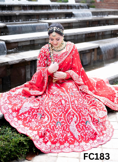 FC183 |  Made To Order (20-25 Days  ) |  Raw Silk  Lehenga |  Red | Party Wear | Wedding | Festival | Celebrity | Ring Ceremony