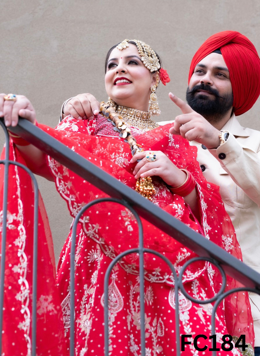 FC184 |  Made To Order (30-45 Days  ) |  Raw Silk  Lehenga |  Red | Party Wear | Wedding | Festival | Celebrity | Ring Ceremony