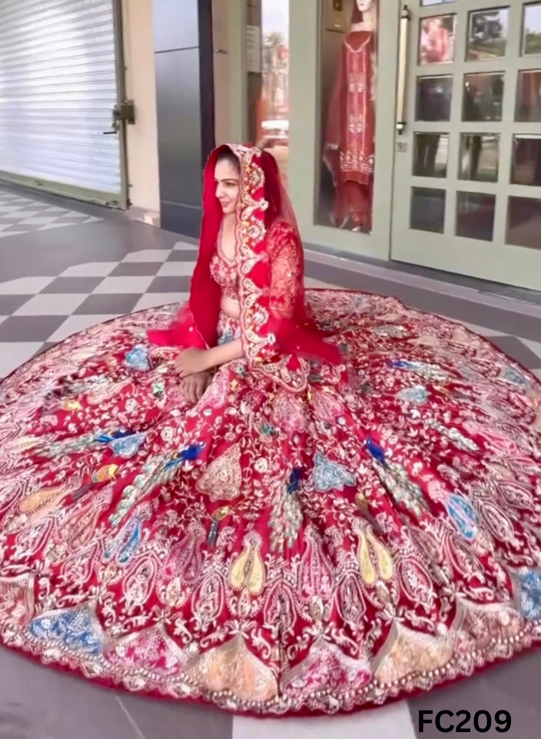 FC209  |  Made To Order (35-45 Days  ) | Raw Silk  Lehenga |  Red  |  Bridal Lehenga | Party Wear | Wedding | Festival | Celebrity | Ring Ceremony