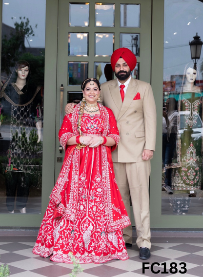 FC183 |  Made To Order (20-25 Days  ) |  Raw Silk  Lehenga |  Red | Party Wear | Wedding | Festival | Celebrity | Ring Ceremony