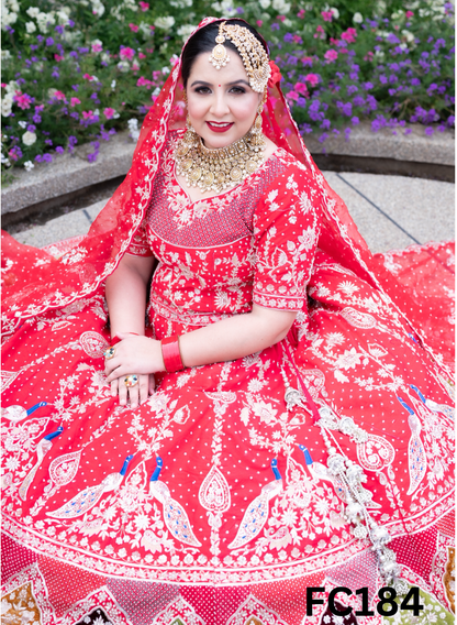 FC184 |  Made To Order (20-25 Days  ) |  Raw Silk  Lehenga |  Red | Party Wear | Wedding | Festival | Celebrity | Ring Ceremony