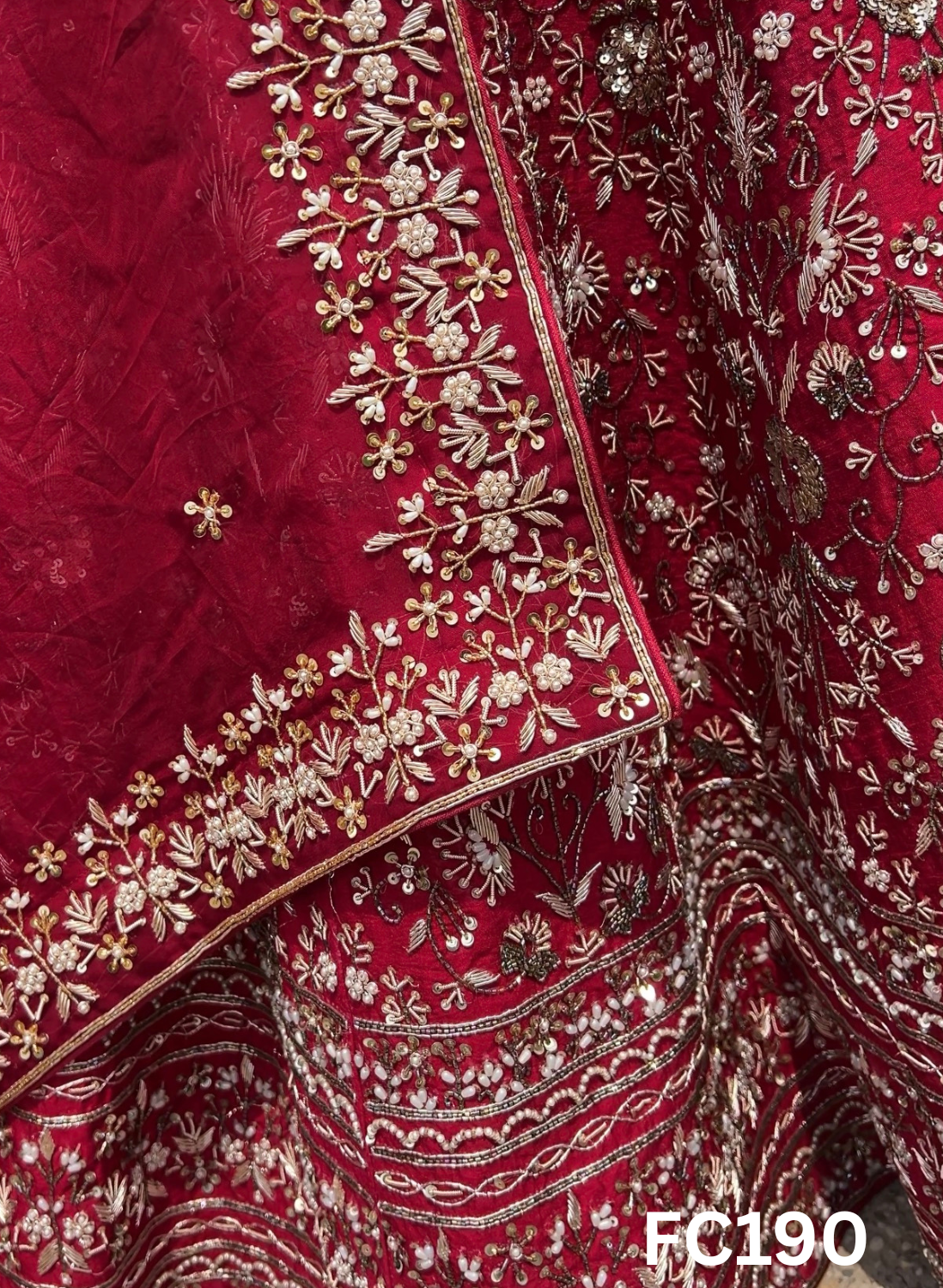 FC190  |  Made To Order (30-45 Days  ) |  Raw Silk  Lehenga |  Red | Party Wear | Wedding | Festival | Celebrity | Ring Ceremony