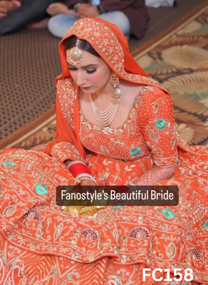 FC158 |  Made To Order (20-25 Days  ) |  Raw Silk  Lehenga |  Orange  | Bridal Lehenga   | Party Wear | Wedding | Festival | Celebrity | Ring Ceremony