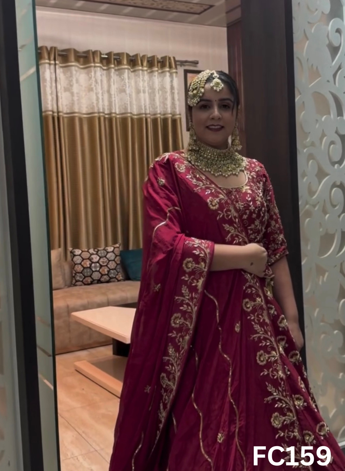 FC159 |  Made To Order (20-25 Days  ) |  Raw Silk  Lehenga |  Mehroon  | Bridal Lehenga   | Party Wear | Wedding | Festival | Celebrity | Ring Ceremony