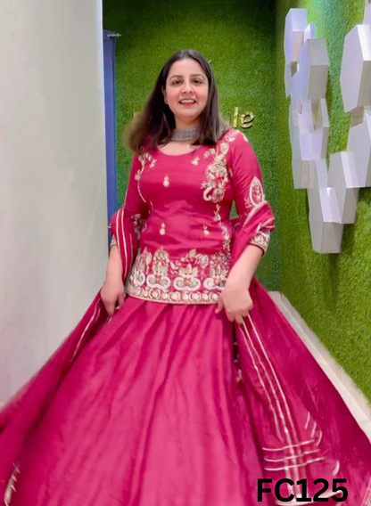 FC125  |  Made To Order (20-25 Days  ) |  Raw Silk  Suit  |  Pink   | Party Wear | Wedding | Festival | Celebrity | Ring Ceremony