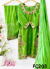 FC203 | Category - Crafted On Order | Raw Silk Suit |  Parrot Green | Party Wear | Wedding | Festival | Celebrity | Ring Ceremony