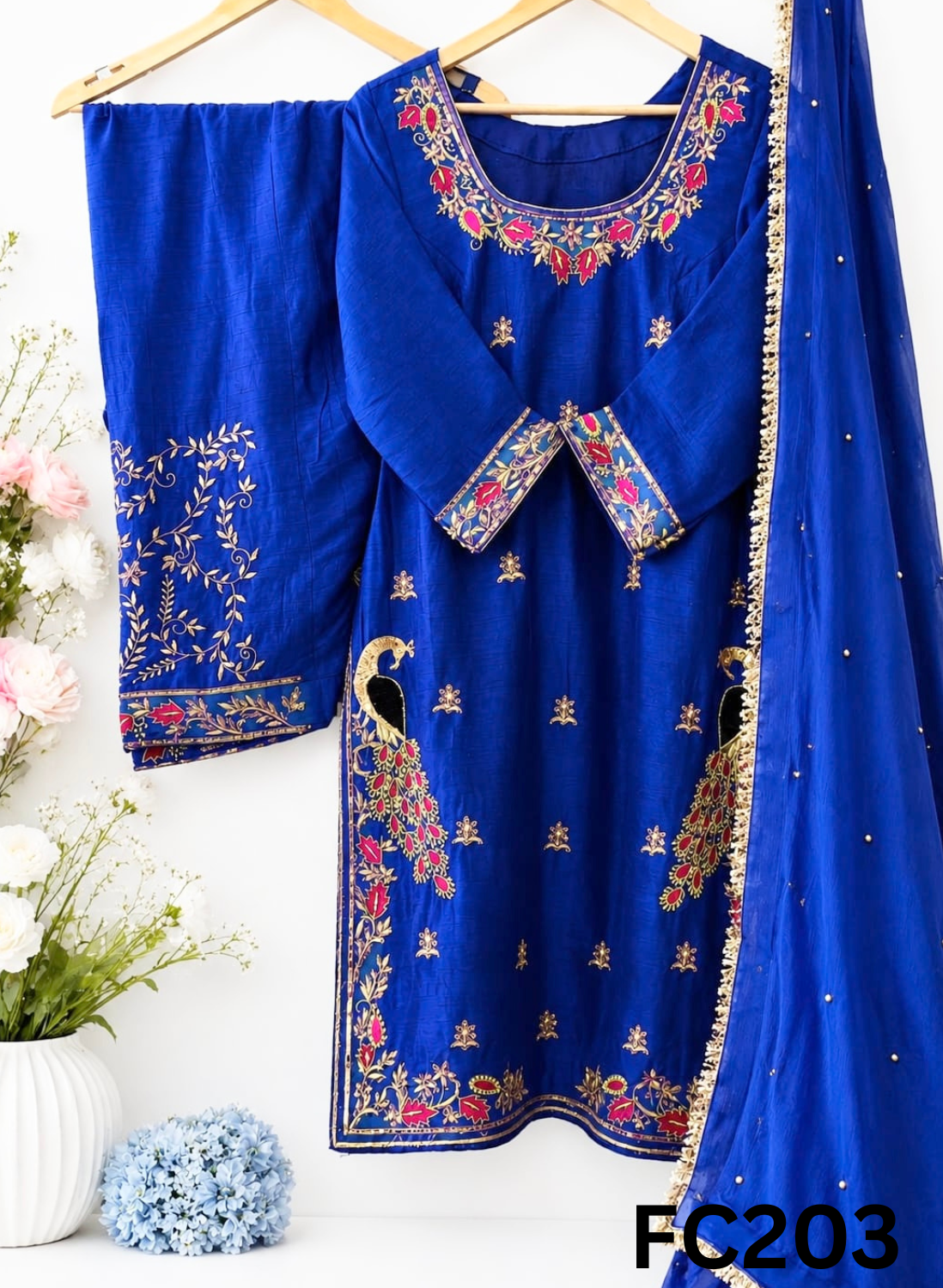FC203 | Category - Crafted On Order | Raw Silk Suit |  Parrot Green | Party Wear | Wedding | Festival | Celebrity | Ring Ceremony