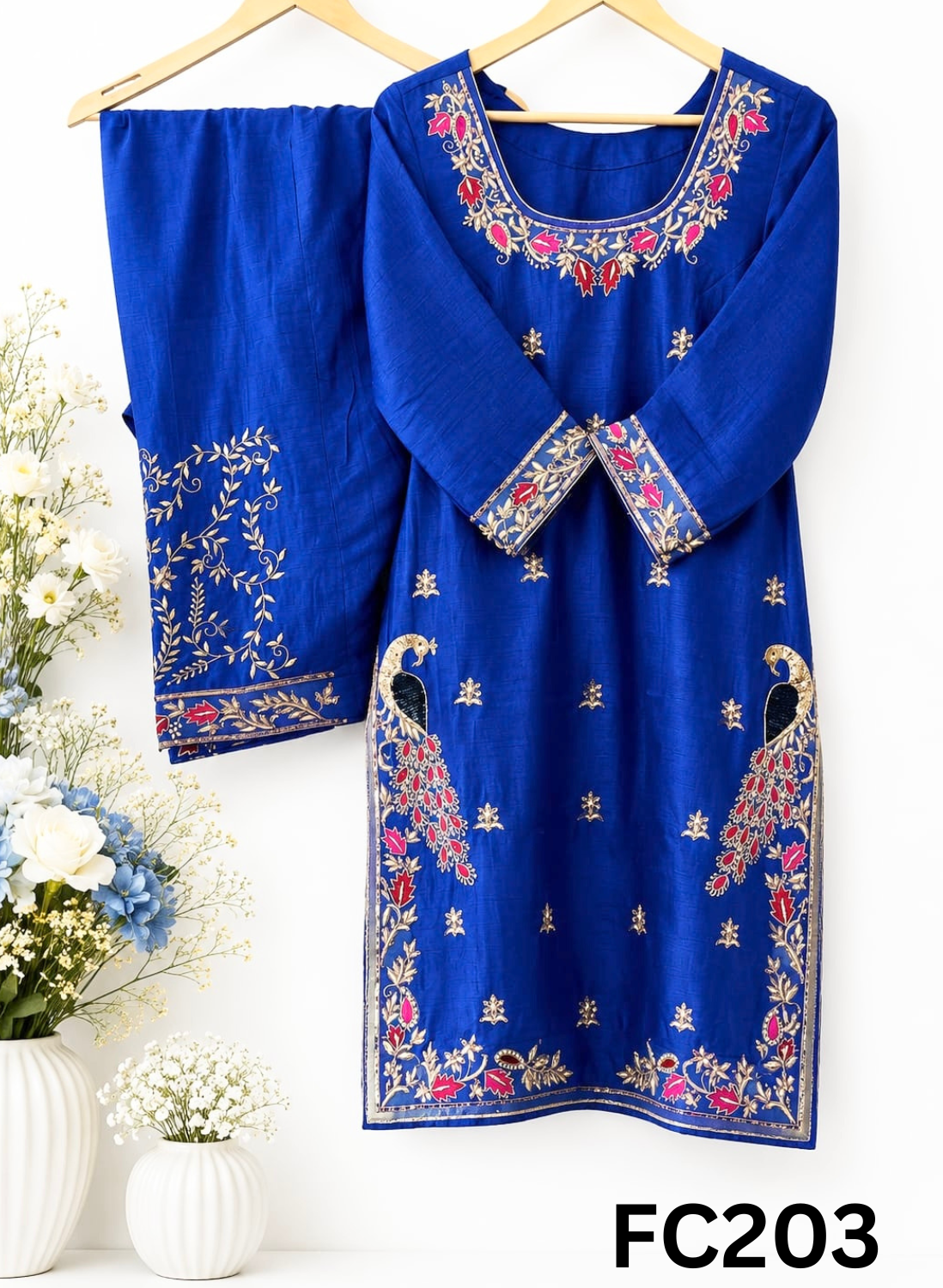 FC203 | Category - Crafted On Order | Raw Silk Suit |  Parrot Green | Party Wear | Wedding | Festival | Celebrity | Ring Ceremony