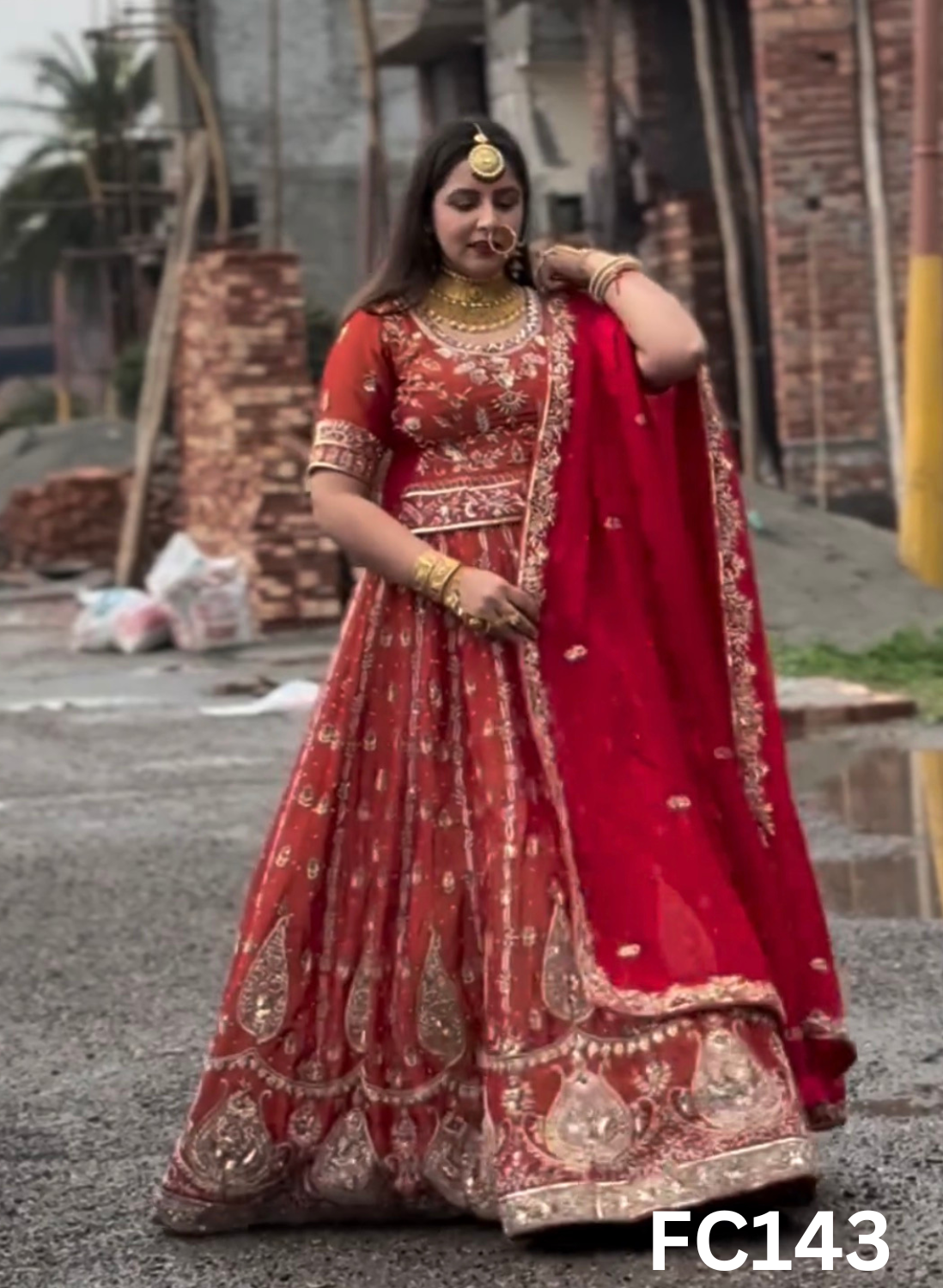 FC143 |  Made To Order (20-25 Days  ) |  Shimmer  Lehenga  | Rust | Bridal Lehenga |  Party Wear | Wedding | Festival | Celebrity | Ring Ceremony