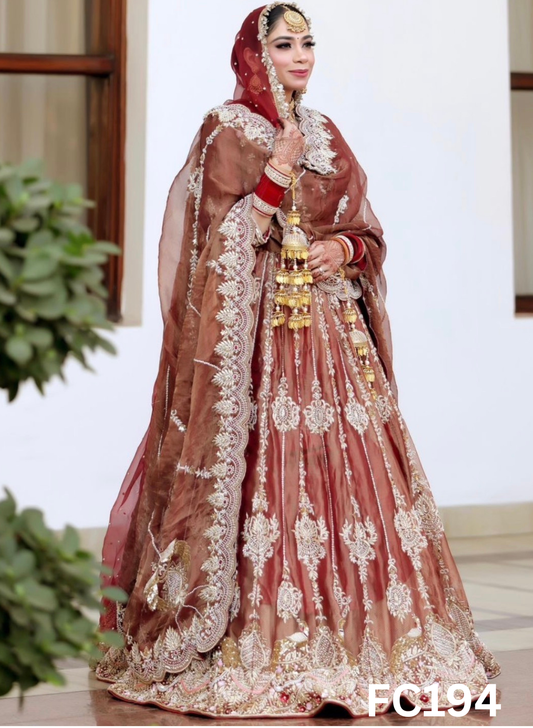 FC194   |  Made To Order (30-45Days  ) |  Shimmer Lehenga |Bridal |  Party Wear | Wedding | Festival | Celebrity | Ring Ceremony