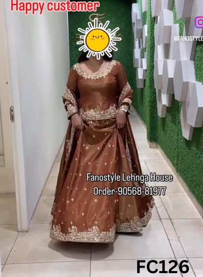 FC126  |  Made To Order (20-25 Days  ) |  Shimmer   Suit  |  Coffee   | Party Wear | Wedding | Festival | Celebrity | Ring Ceremony