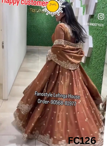FC126  |  Made To Order (20-25 Days  ) |  Shimmer   Suit  |  Coffee   | Party Wear | Wedding | Festival | Celebrity | Ring Ceremony