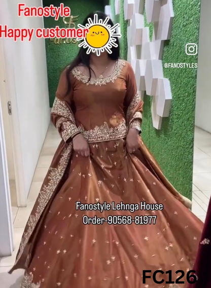 FC126  |  Made To Order (20-25 Days  ) |  Shimmer   Suit  |  Coffee   | Party Wear | Wedding | Festival | Celebrity | Ring Ceremony