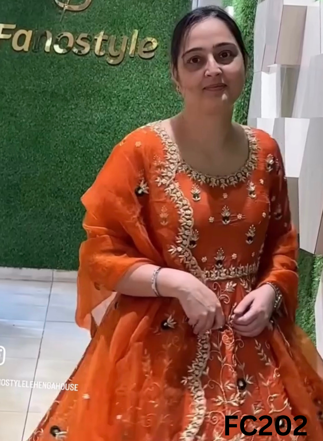 FC202 |  Made To Order (35-45 Days  ) |  Silk Anarkali | Orange  | Party Wear | Wedding | Festival | Celebrity | Ring Ceremony