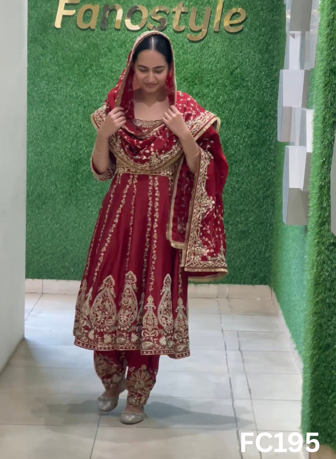 FC195  |  Made To Order (35-45 Days  ) |  Silk Anarkali Suit |  Red  |  Bridal Suit |  Party Wear | Wedding | Festival | Celebrity | Ring Ceremony